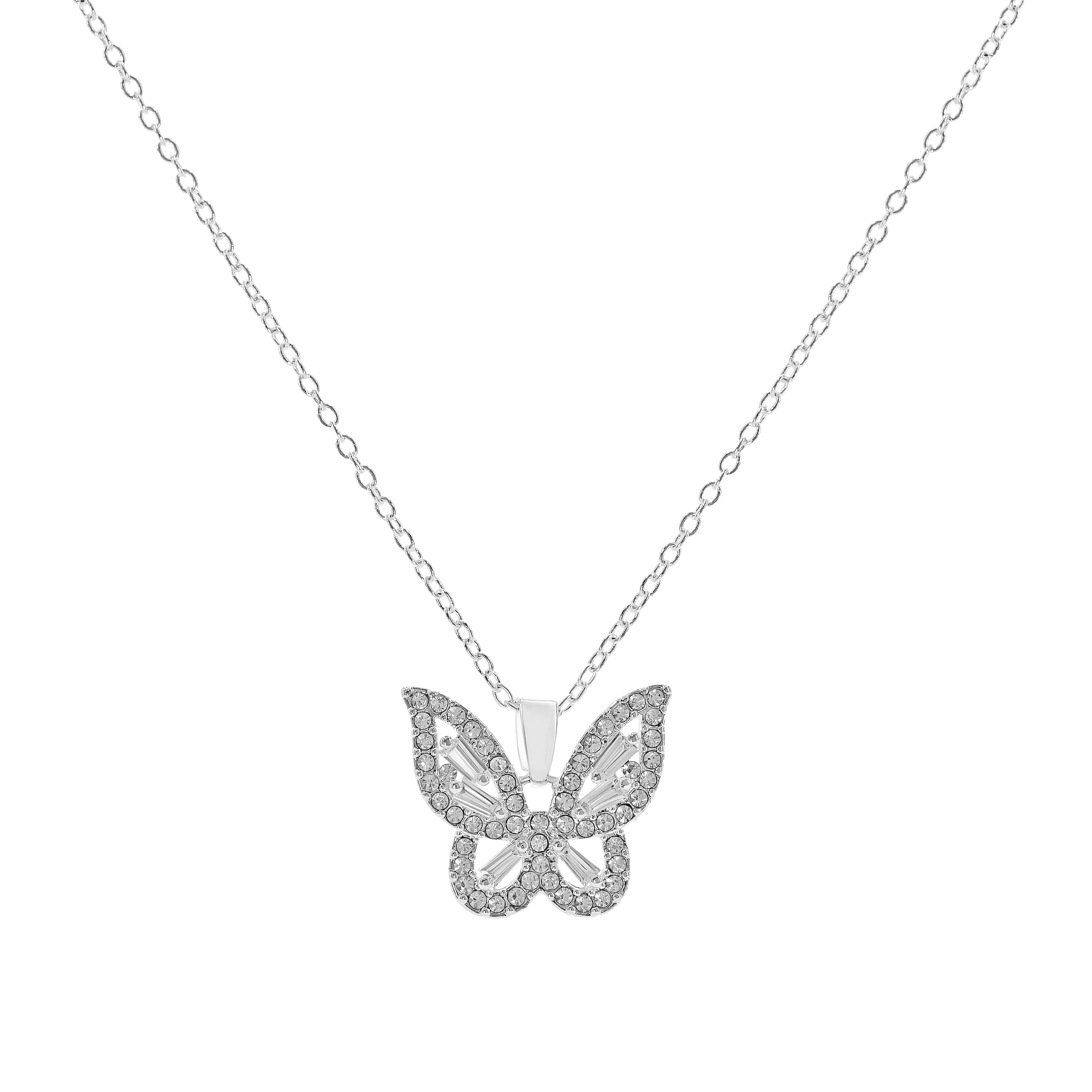 Danecraft Cubic Zirconia Butterfly Pendant Necklace & Earrings Set