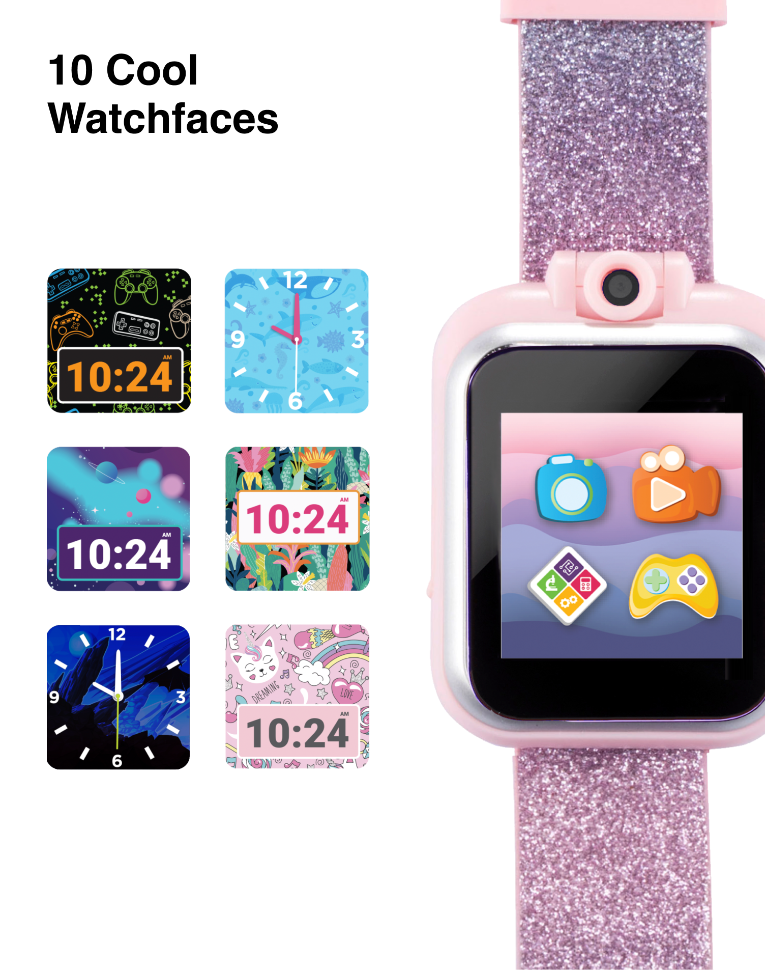 PlayZoom 2 Kids Smartwatch: Pastel Blue and Pink Glitter affordable smart watch